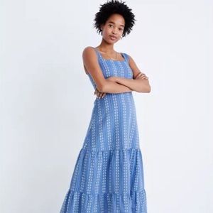 NWOT Madewell Embroidered Button-Back Tiered Floral Midi Sundress Plus 14